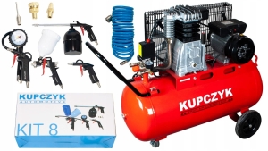 Kompresor tłokowy KK 400/100 KUPCZYK + zestaw KIT-8