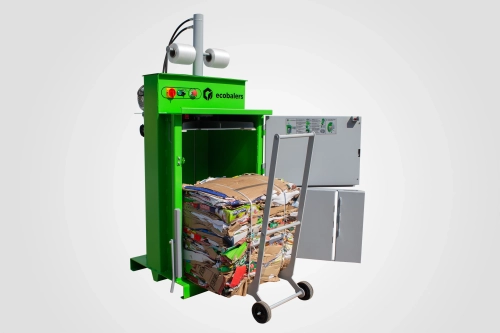 Mała belownica do kartonu i folii ECOBALERS VB50 – bela 50kg.webp