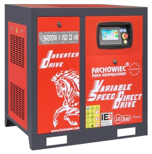 Sprężarka śrubowa ARROW II profi kompressoren 22 kW VSD 1160-3000 l/min 10 bar 400V napęd bezpośredni