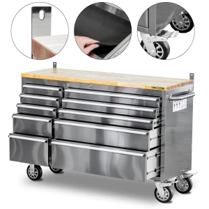 Szafka warsztatowa ze stali nierdzewnej z 10 szufladami VIBER-SYSTEM S150N