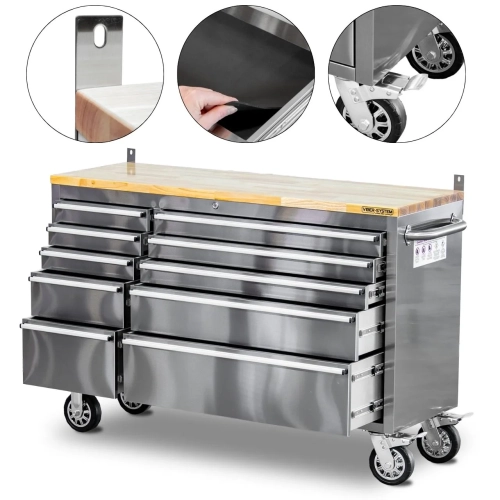 Szafka warsztatowa ze stali nierdzewnej z 10 szufladami VIBER-SYSTEM S150N.webp