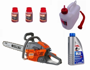 Pilarka spalinowa OLEO-MAC GSH 560 + 3x olej do mieszanki + olej do łańcucha + kanister - ZESTAW #1