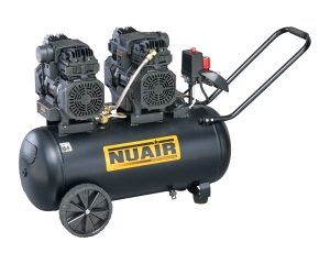 Cichy kompresor bezolejowy NUAIR B2DC504NUA 50l Dwie pompy OL150TB 230V 3Hp/2,2 kW 8 bar