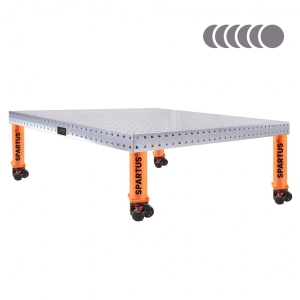 Stół spawalniczy SPARTUS HERMES 3D 1500x1500x100mm | system D16 | 5 nóg z kółkami L=350mm SP16W-15-15-350M