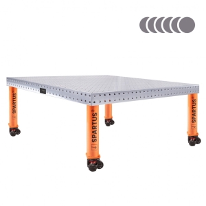 Stół spawalniczy SPARTUS HERMES 3D 1500x1500x100mm | system D16 | 5 nóg z kółkami L=450mm SP16W-15-15-450M